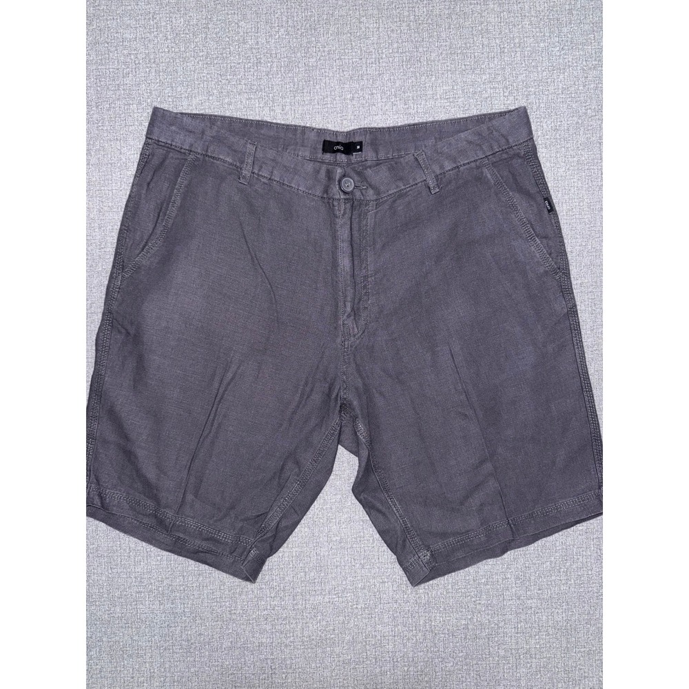 Onia Mens Linen Blend Shorts Charcoal Grey Flat Front Size 38